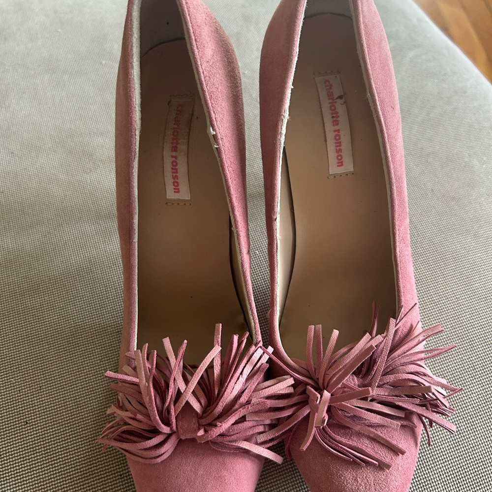 Chic Pink Fringe Heels by Charlotte Ronson
